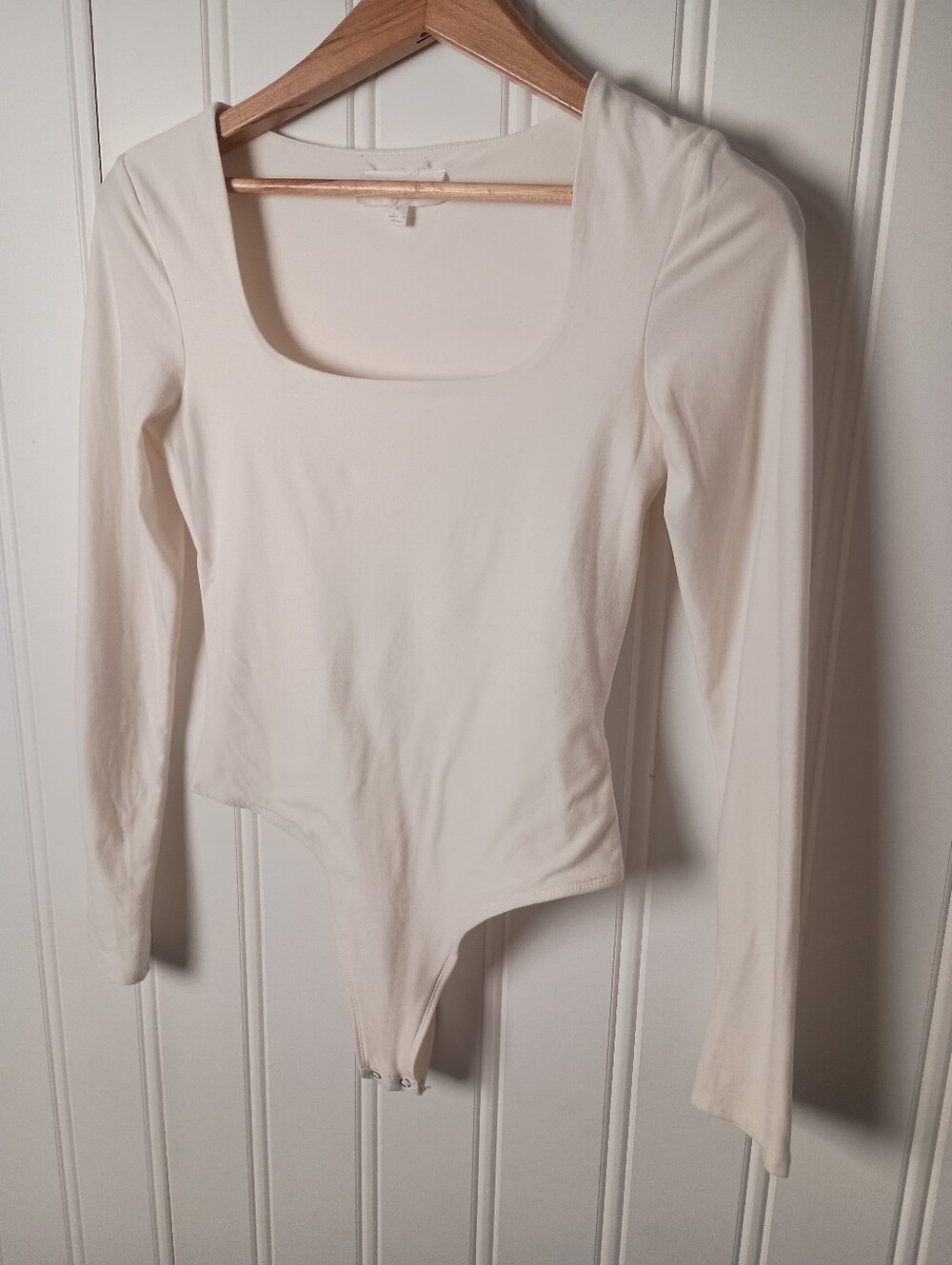 Wild Skye- Cream Long Sleeve Square Neck Bodysuit- Size XS/S